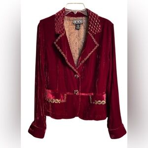 Berek Women's Rich Red Velvet Silk Blend Blazer
